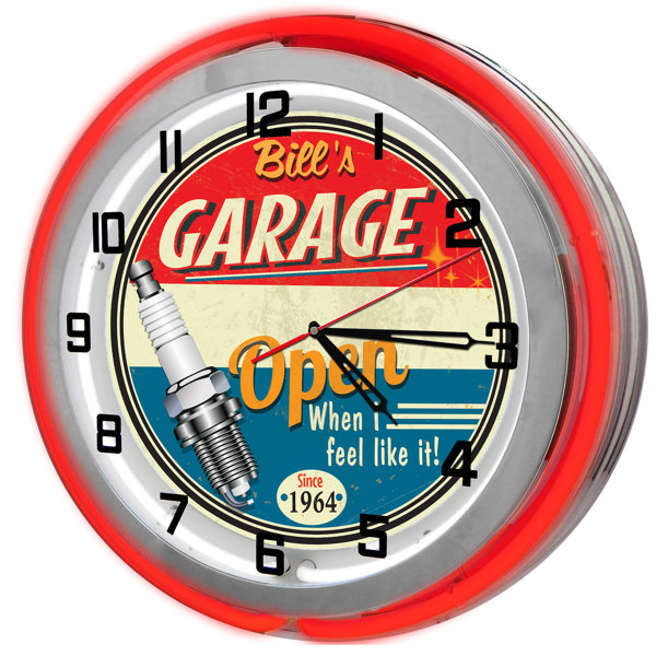 Redeye Laserworks Neon Garage Wall Clock Wayfair